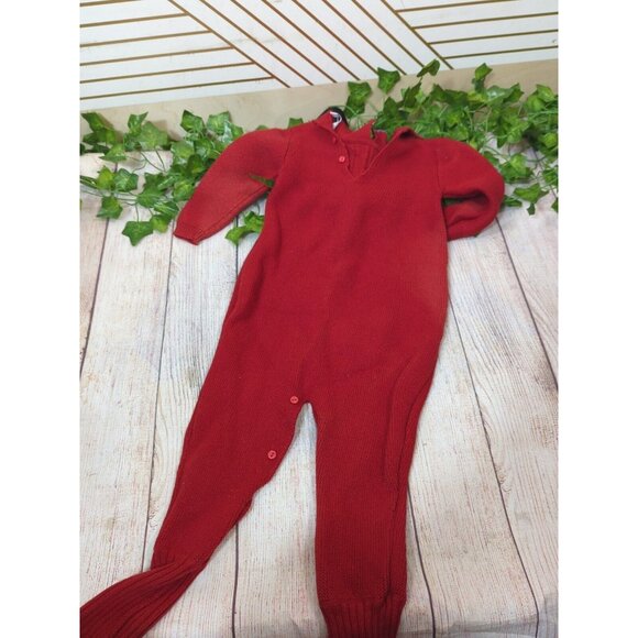 Pili Carrera Knit Red Jumpsuit Collared Gray Trim Long Sleeve Size 12M - Picture 7 of 7